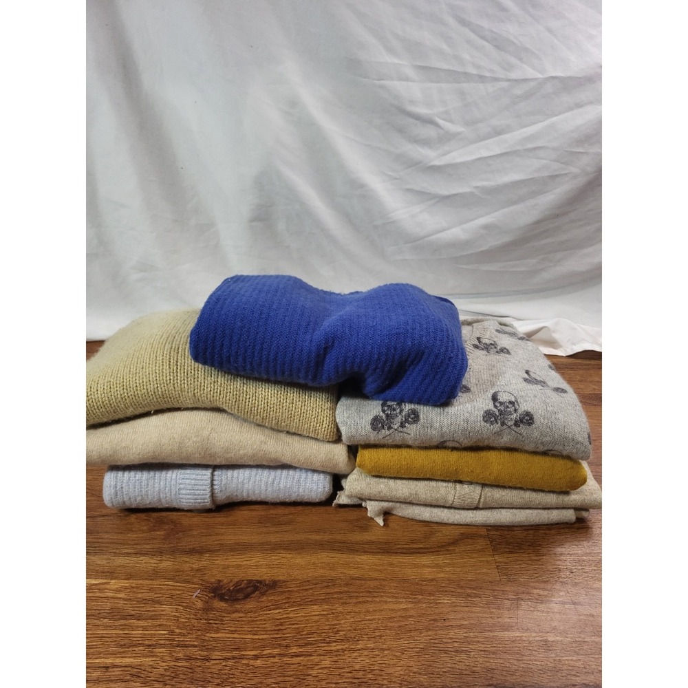 Lot Of 8 100% Cashmere Sweaters Upcycle Crafters Cutters Multi Colors and Sizes